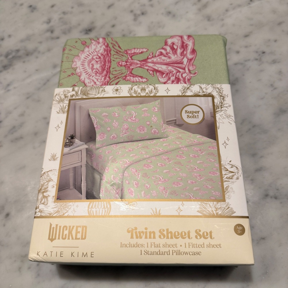 Wicked Katie Kime Twin Sheet Set Nod to Dorothy Green Pink Toile 3pc New Target